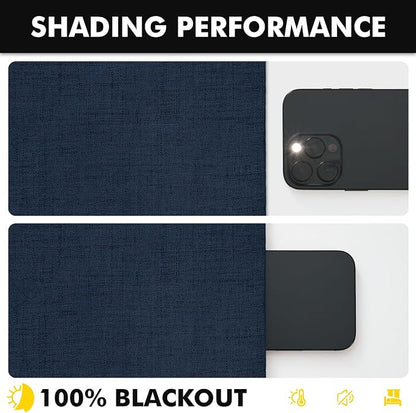 MIULEE 100% Blackout Linen Curtains 42 x 90 Inch Midnight Blue 2 Panels | - Image 7