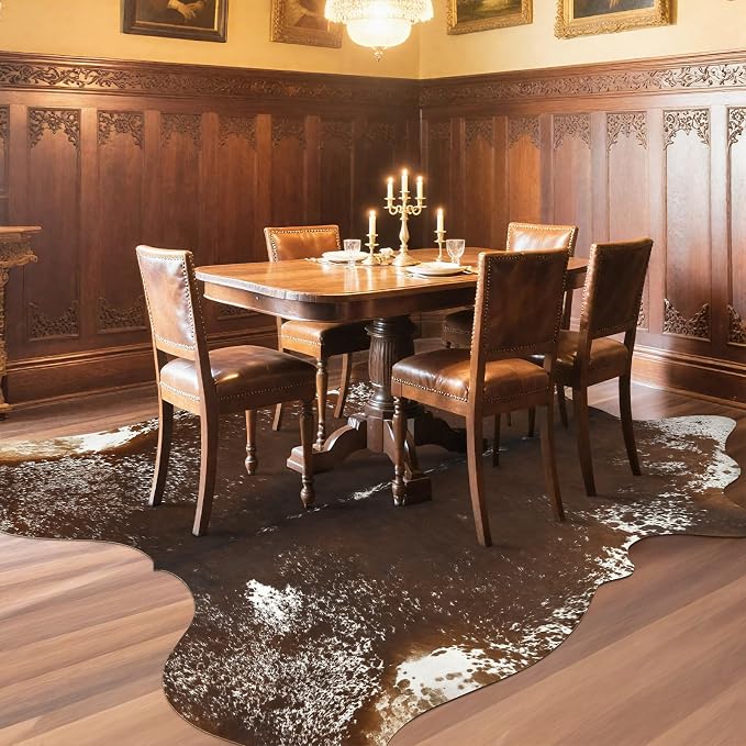 Faux Cowhide Rug, Animal Cow Hide Rug, 7 x 6.2 Ft Spotted Brown | Premium - Image 3
