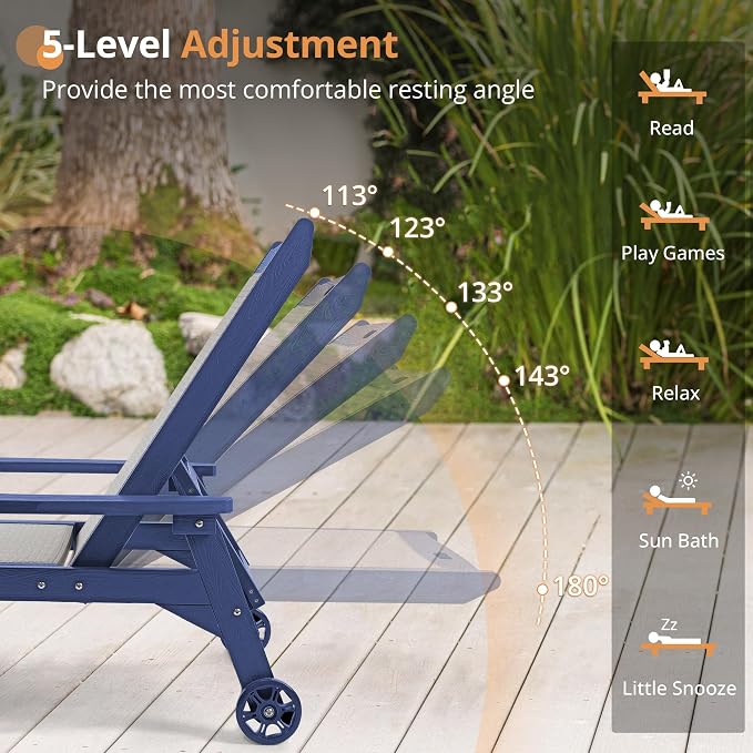 LUE BONA Chaise Lounge Chair Outdoor, HDPS and HDPE Wicker Material, Patio - Image 7