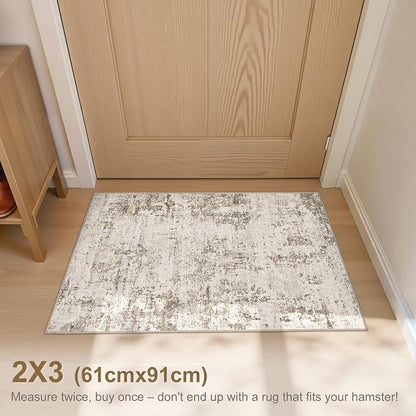 UERMEI 2x3 Entryway Area Rug: Washable Neutral Modern Abstract Small Rug - Image 4