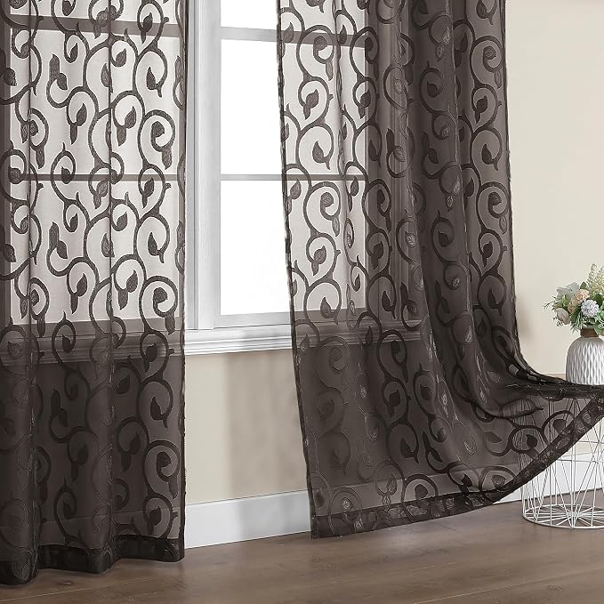 Furman Chocolate Sheer Curtains 84 inches Long by OWENIE