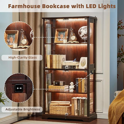 LELELINKY Farmhouse Display Cabinet Set of 2 - Image 8