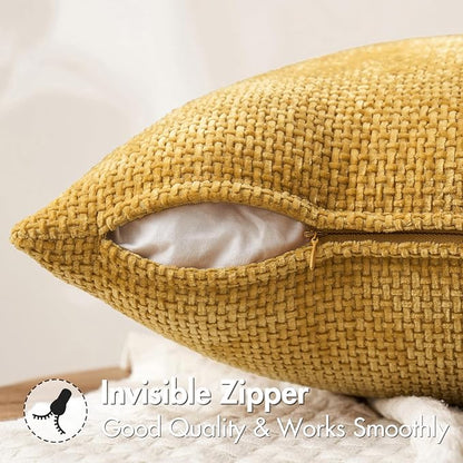 MIULEE Decorative Couch Throw Pillow Covers 20x20 in Mustard Yellow 2 Pack | - Image 5