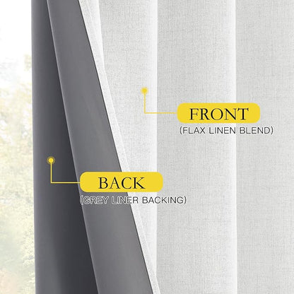 NICETOWN 100% Absolutely Blackout Linen Curtains - Image 6