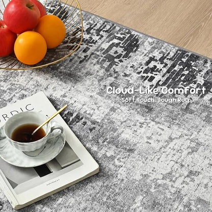 2x12 Grey Rug Runners for Hallways Kitchen Runner Rug Non Slip Washable Black - Image 6