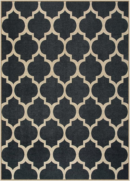 Lahome Moroccan Outdoor Rug 5x7, Easy Jute Black Washable Rugs - Image 2