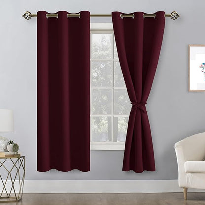 Blackout Curtains for Bedroom, 38 x 63 Inches Length, Burgundy | Thermal - Image 8