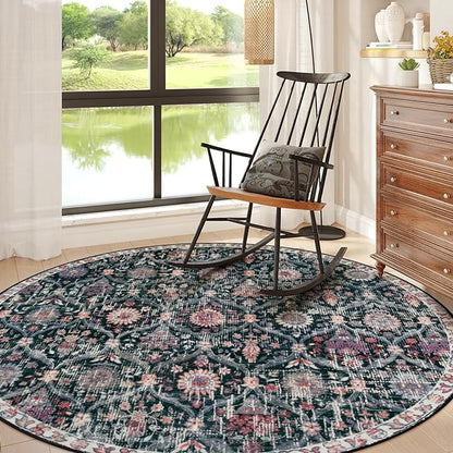 Lahome Moroccan Washable Round Area Rug, Soft Round Rugs 6ft Ultra-Thin | by Lahome