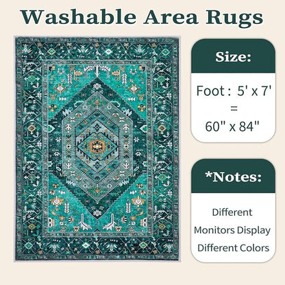 SERISSA 5x7 Washable Non Slip Boho Area Rug - Image 6