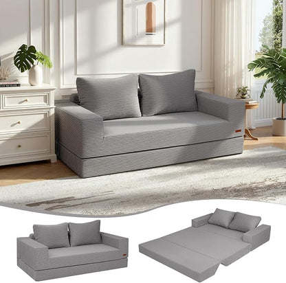 COMAX Convertible Sofa Bed Queen, Corduroy Folding Floor Couch Pull Out Couch by COMAX