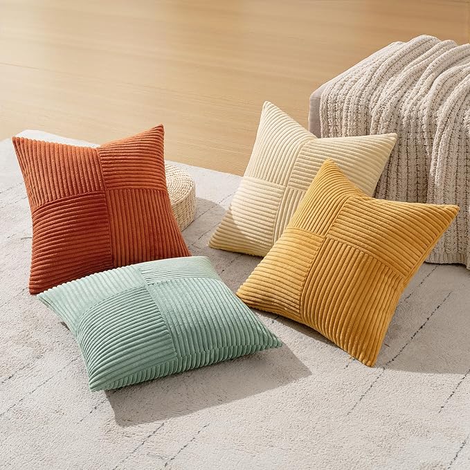 MIULEE Fall Teal-Orange Decorative Throw Pillow Covers 24x24 Inch Set of 4 Boho - Image 4