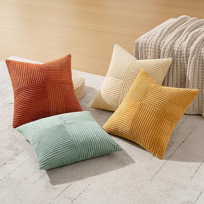 MIULEE Fall Teal-Orange Decorative Throw Pillow Covers 24x24 Inch Set of 4 Boho - Image 4