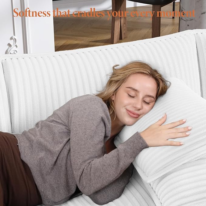 Vesgantti 109" U Shaped Cloud Sectional Sofa, Comfy Corduroy Upholstered - Image 7