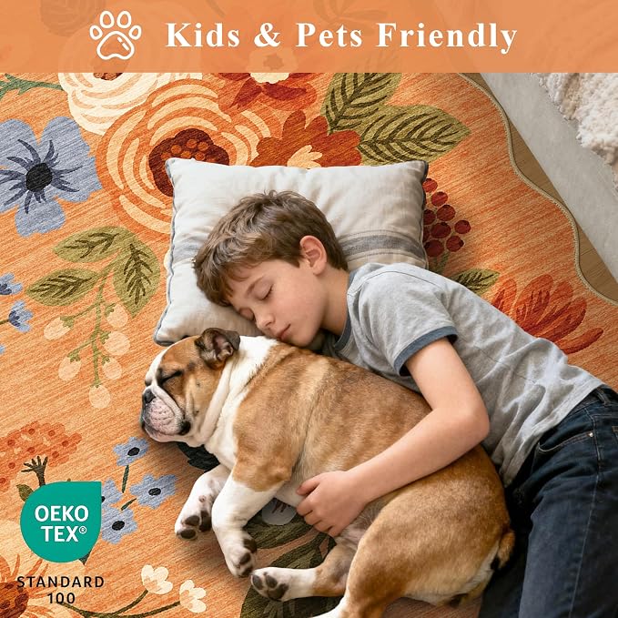 DUKINO 2x6 Runner Rug, Floral Washable Rug - Image 4