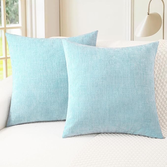 CaliTime Decorative Throw Pillow Covers 20 X 20 Inches Light Blue Grey | Pack by CaliTime