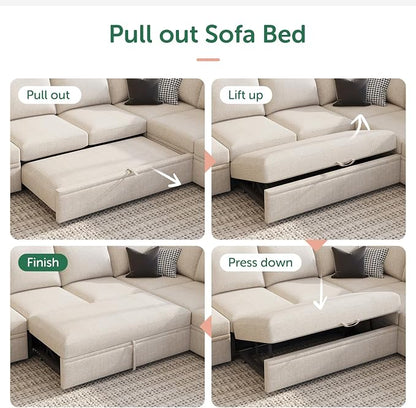 HONBAY Modular Sectional Sleeper Sofa Bed, - Image 4