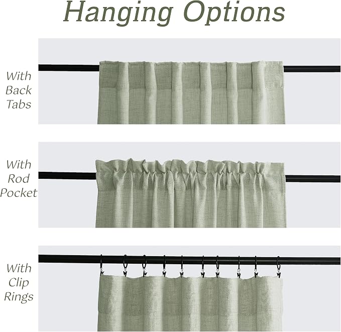 RYB HOME Light Filtering Linen Sheer Curtains 72 inch Long - Image 3
