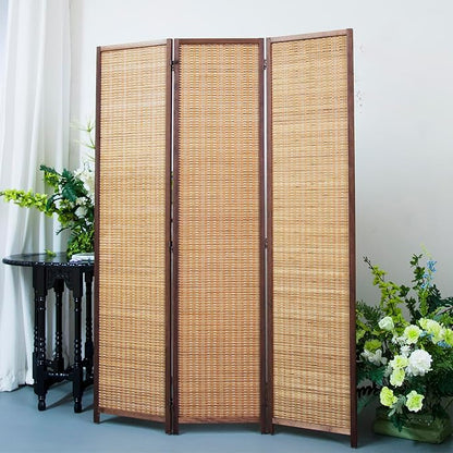 3 Panel Bamboo Room Divider Screen, 5.6 FT Tall Bamboo Divider Folding Panel - Image 5
