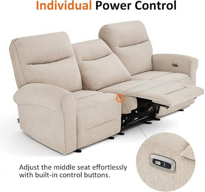 MCombo 87.8" Wall Hugger Power Reclining Sofa, 3-Seat Triple Recliner Couch - Image 7