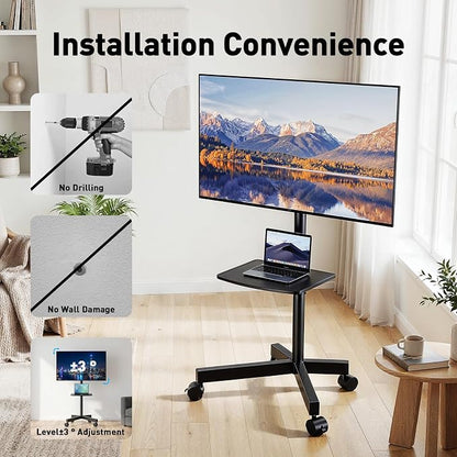 PERLESMITH Rolling TV Stand for 23-63 Inch Flat/Curved Screen TVs up to 88 lbs - Image 6