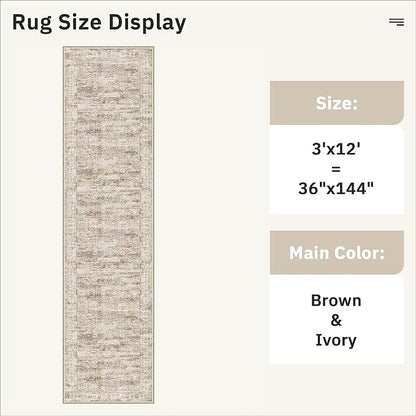 Soalmost Washable 3x12 Hallway Runner Rug Non-Slip Kitchen Entry Rugs Brown | - Image 5