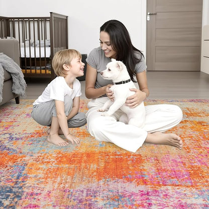 2x3 Washable Entryway Rug: Modern Abstract Soft Carpet Galaxy Haze | - Image 2