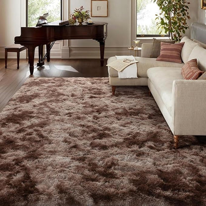 7x10 Ft Extra Large Shag Brown Area Rug - Image 2