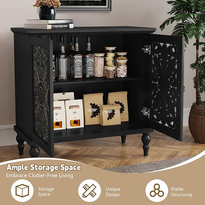 ARTPOWER Accent Cabinet with 2 Doors, Vintage Carved Wood Storage Cabinet - Image 3