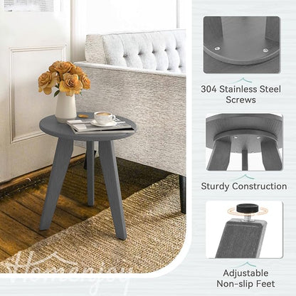 HDPS Outdoor Side Table, Small Round Side Table Weather-Resistant, Outdoor Side - Image 5