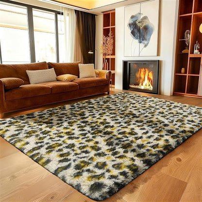Ophanie 6x9 Leopard Rugs for Bedroom Living Room, Cheetah Print Rug Fluffy Shag - Image 5