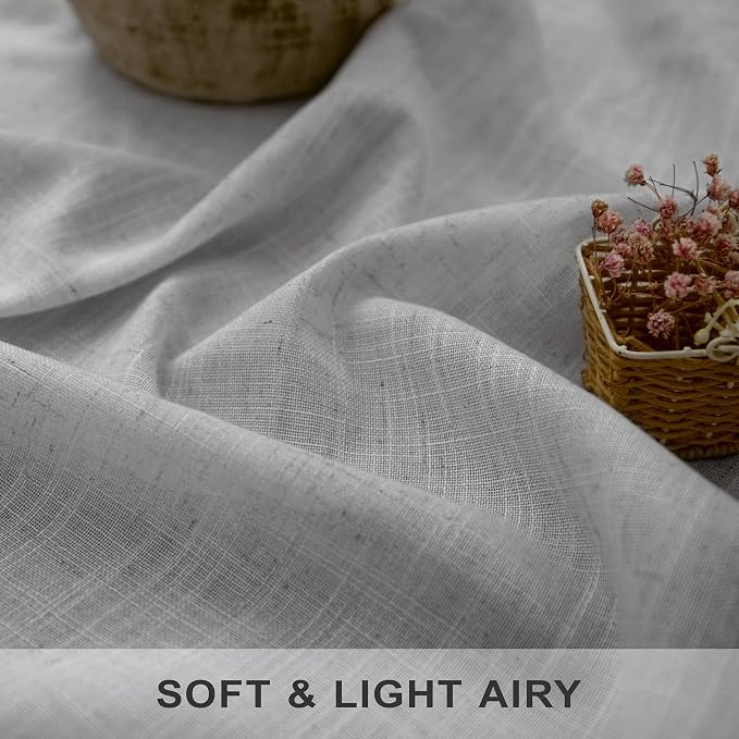 Pitalk Light Grey Linen Curtains 102 Inches Long - Image 3