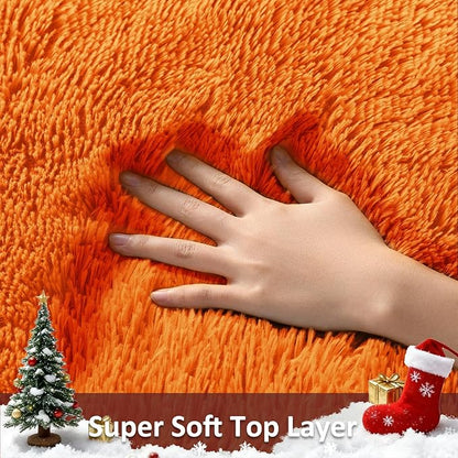 Ophanie Orange Fall Rugs for Bedroom Living Room, Fluffy Fuzzy Furry Carpet - Image 2