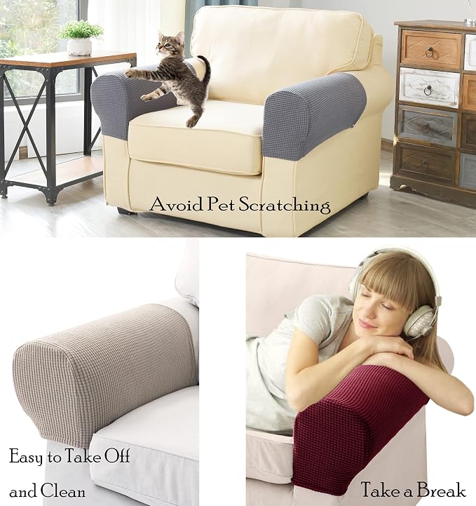 Sofa Arm Chair Covers, Couch Armrest Armchair Covers, Stretch Anti-Slip - Image 6