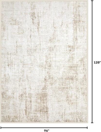 8x10 Area Rugs Washable Rug: Abstract Neutral Rugs Modern Non Slip Area Rug - Image 2