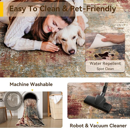 RELEANY Washable Runner 2'x8' Abstract Area Rug - Image 8