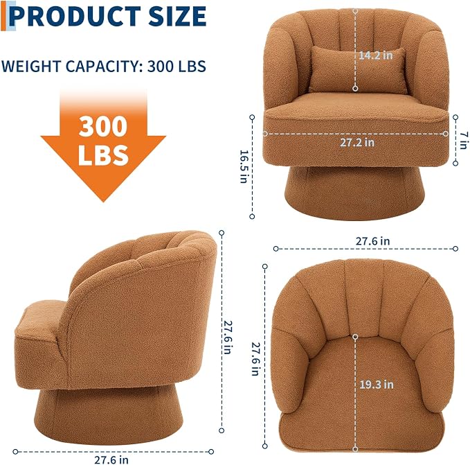 Garvee Ultra-Plush Swivel Accent Chair, 360° Barrel Lounge Chair - Image 2