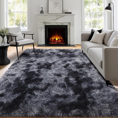 Area Rugs 9x12 Living Room, Large Dark Grey Shag Rugs - Image 9