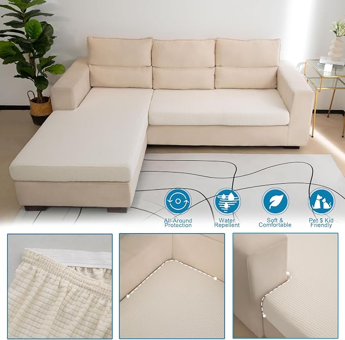 Water Repellent Couch Cushion Cover Loveseat Cover, Stretch Sectional Sofa Seat - Image 5