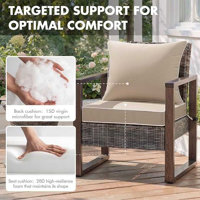 MIULEE Beige Outdoor Seat Cushion 22x22 Inch Waterproof & 3 Year Fade Resistant - Image 6