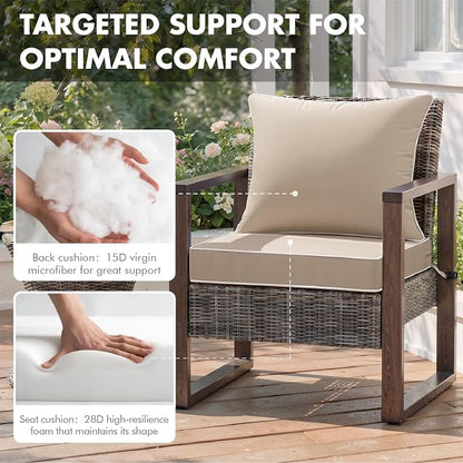 MIULEE Beige Outdoor Seat Cushion 24x24 Inch Waterproof & 3 Year Fade Resistant - Image 6