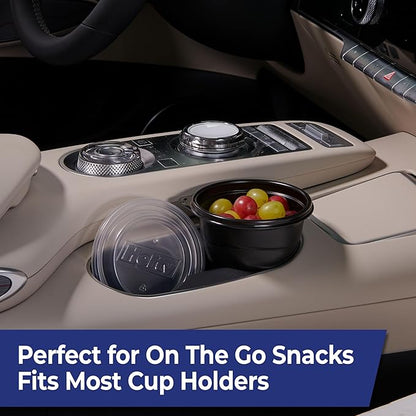 Hefty Multi-Purpose Black Plastic Cups with Lids, Reusable To Go Cups with Lids, Holds Food and Drink, Fits Most Car Cup Holders, Leak-Resistant Lid, Microwave Safe, Dishwasher Safe, 4 Count