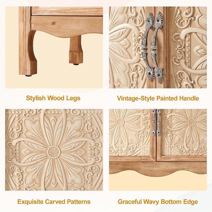 RoyalCraft Sideboard Buffet Kitchen Storage Cabinet, Solid Wood Credenza Accent - Image 5