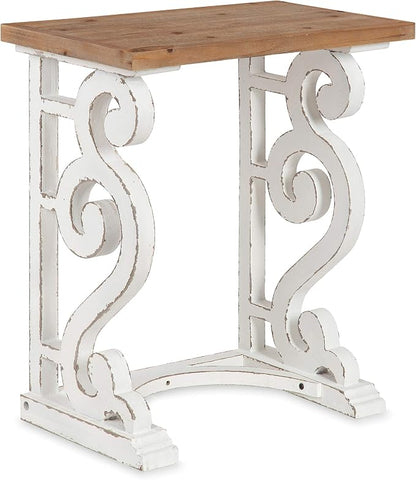 Kate and Laurel Wyldwood Rustic French Solid Wood Side Table, Chic Farmhouse by KateandLaurel