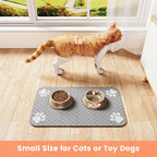 Pet Feeding Mat-Absorbent Pet Placemat for Food and Water Bowl, with Waterproof Rubber Backing, Quick Dry Water Dispenser Mat for Dog and Cat (16"x24", Striped Light Gray)
