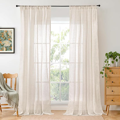 BGment Oatmeal Linen Curtains 84 Inch Length by BGment