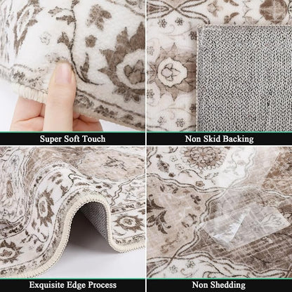 HEBE Hallway Runner Rug 2'x6', Washable Non Slip Kitchen Rug Runner | Soft Boho - Image 3