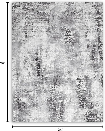2x8 Grey Rug Runners for Hallways Kitchen Runner Rug Non Slip Washable Black - Image 2