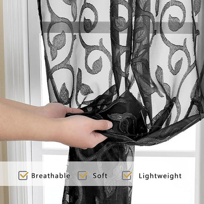 Furman Sheer Curtains 45 Inch Long 2 Panels Set, Airy Jacquard Clip Short Voile - Image 5