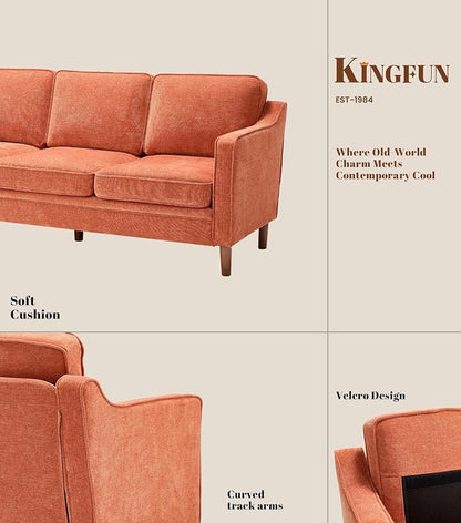 Kingfun 80" Chenille Sofa, 3 Seater Couch, Mid Century Modern Couches - Image 7