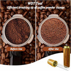 Coffee Espresso Tamper 51mm with WDT Tool Calibrated Spring Loaded, Coffee Press with Silicone Mat, 100% Flat Stainless Steel Base Tamper for Espresso Coffee Machine (51mm, Black)